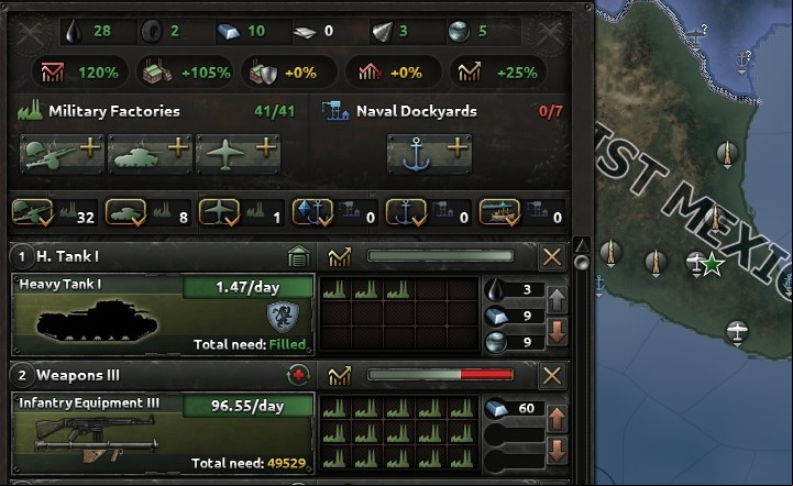 Take a look at the production - Production - Armaments - Hearts of Iron IV Game Guide