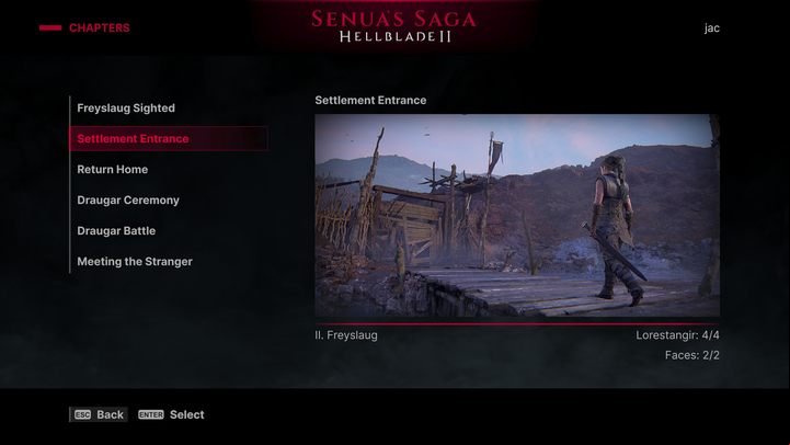 It should be mentioned here that you don't have to start each chapter from the beginning - Hellblade 2: Can you repeat chapters? - Appendix - Hellblade 2 Senuas Saga Guide