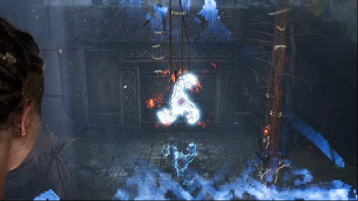 Create the symbol and open the gate. - Hellblade Senuas Sacrifice: First gate in Valravns Lair - Valravns Lair - Hellblade: Senuas Sacrifice Game Guide