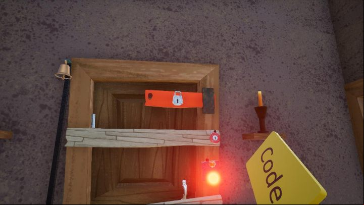 Now you can go to the main door and use the card to remove the first lock from above - Hello Neighbor: Hello Granny walkthrough - Hello Granny Walkthrough - Hello Neighbor Game Guide