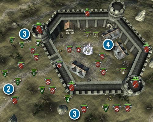 Some of your units are engaged in battle in front of the castle and are mixed with enemy units (2) - Hammerstone Siege | Elves Campaign - Side mission - Hex Commander Game Guide