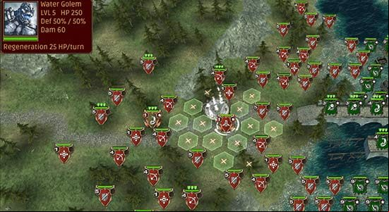 The golem is a difficult enemy. Attack it when you gain the upper hand on the battlefield and destroy his ing healer squads. - Mission 10 - Shallow | Greenskins Campaign - Greenskins Campaign - Hex Commander Game Guide