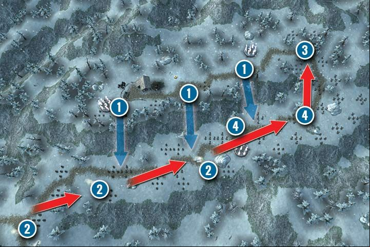 New Elven units are marching on Karrics cabin - Mission 10 - Inventions at stake - Dwarves Campaign Walkthrough - Dwarves Campaign - Hex Commander Game Guide