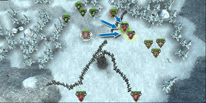 The heroes can deal with the guards easily. Just place them in the forest and eliminate the enemies one by one. - Mission 16 - Mountain Hideout | Elves Campaign - Elves Campaign - Hex Commander Game Guide