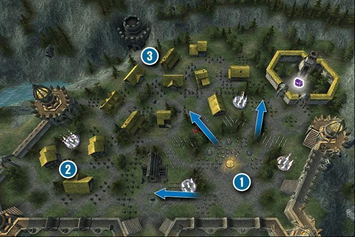Although you are the attacker in this mission, the enemy has a slight advantage - Mission 13 - Upper Thealon | Greenskins Campaign - Greenskins Campaign - Hex Commander Game Guide