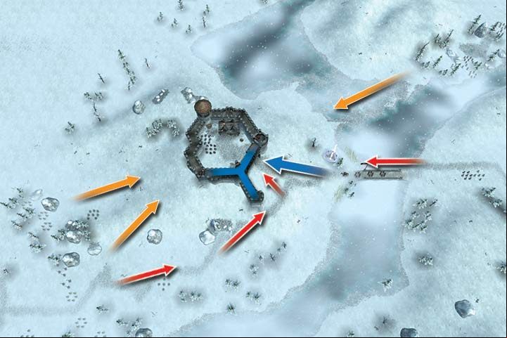 At the start of the scenario your hero and three crossbowmen squads stand on a bridge - Mission 2 - Ice Horn | Campaign - Human Campaign - Hex Commander Game Guide