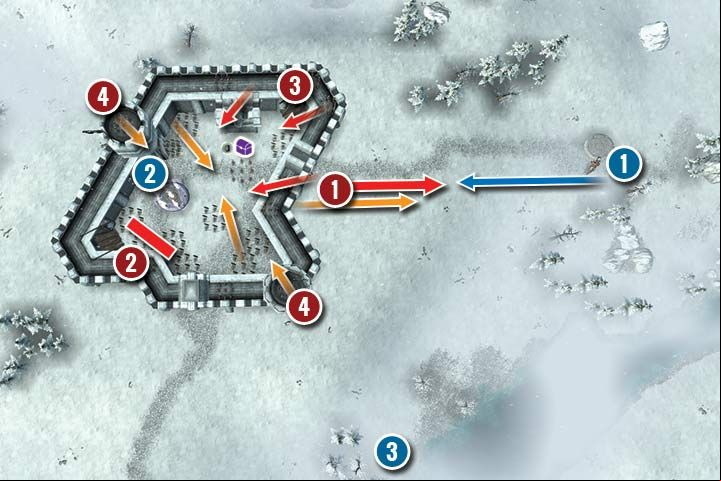 The mission starts near a broken teleport (1) - Mission 25 - Bazar Dun - Human Campaign - Hex Commander Game Guide