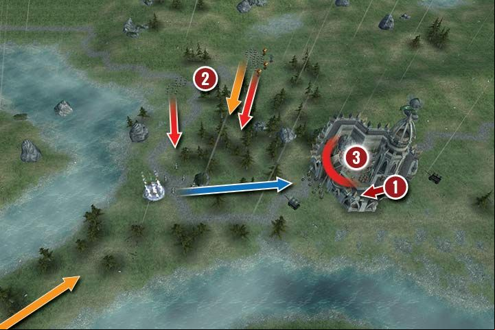 You start the mission near an active teleport, close to the enemy fortress - Mission 29 - Tower of Light | Campaign - Human Campaign - Hex Commander Game Guide
