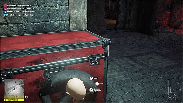 The side area contains a large container that can be used to hide both bodies (this will enable you to change your outfit freely) - Hitman 2: Obtaining first disguise - The Ark Society walkthrough - The Ark Society (Isle of Sgail) - Hitman 2 Guide