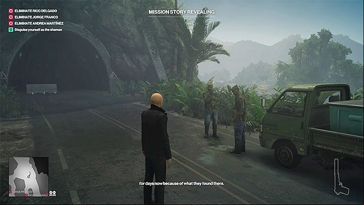 Mission storys walkthrough: You have to visit Shamans Hut which is located in the jungle on the south side of the map (you can start from there) - Hitman 2: Story Missions - Three-Headed Serpent walkthrough - Three-Headed Serpent (Santa Fortuna) - Hitman 2 Guide