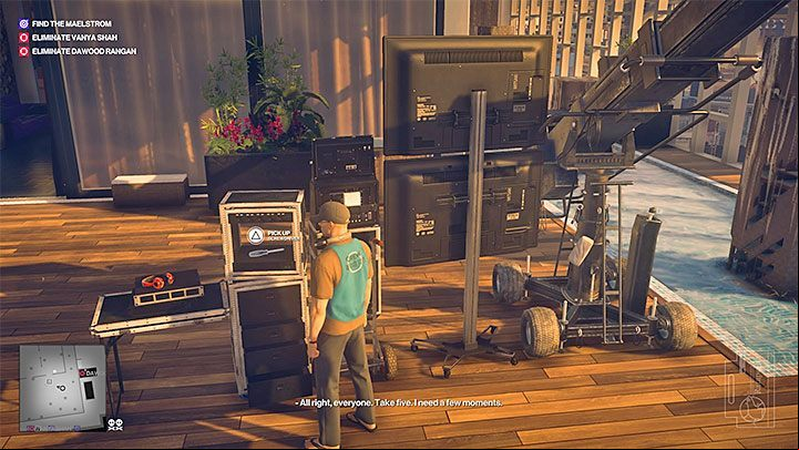 Return to film set with the script and hand it over to the director (a woman with headphones and a pink baseball cap) - Hitman 2: Story Missions - Chasing a Ghost walkthrough - Chasing a Ghost (Mumbai) - Hitman 2 Guide