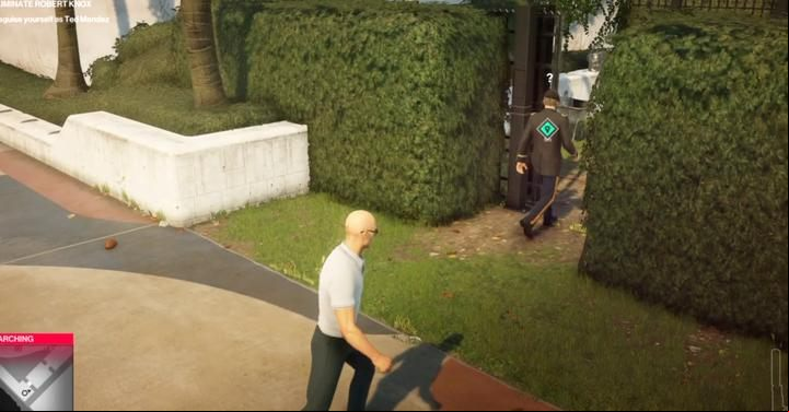 Lure Ted into a trap behind the hedge. - Hitman 2: Story Missions - The Finish Line walkthrough - The Finish Line (Miami) - Hitman 2 Guide
