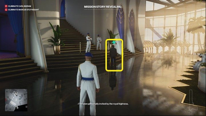 You will meet Zana Kazem, aka "The Vulture", at the location shown in the image above (point 9 on the map), right next to the party - Hitman 3: Bird Of Prey - Dubai, Mission Stories, walkthrough - On Top of the World - Dubai - Hitman 3 Guide