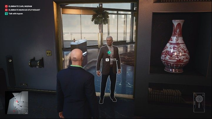 Follow the assistant to the top floor suite, where Carl Ingram's office is located (point 48 on the map) - Hitman 3: Bird Of Prey - Dubai, Mission Stories, walkthrough - On Top of the World - Dubai - Hitman 3 Guide