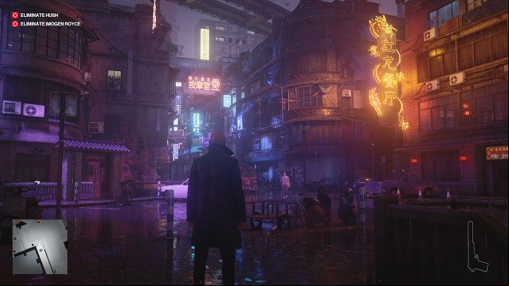 Through the streets of Chongqing and around some buildings, Agent 47 can move freely, but to get into the official rooms and guarded areas of the map (ICA facility, homeless shelter), you'll have to work a bit harder - Hitman 3: End of an Era, Chongqing - map, mission information - End Of An Era - Chongqing - Hitman 3 Guide