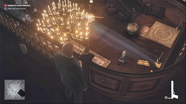 The main building of the mansion has many chandeliers that can fall - Hitman 3: Assassinating Alexa Carlisle - Death in the Family - Dartmoor - Hitman 3 Guide
