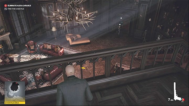 The chandelier associated with this challenge is located in Alexa's office on level 2(point 37 on the map), and you will recognize it by its unusual appearance resembling hunting trophies - Hitman 3: Assassinating Alexa Carlisle - Death in the Family - Dartmoor - Hitman 3 Guide