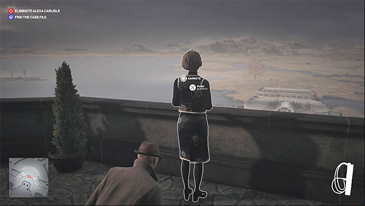 At several points in the mission, Alexa will move away from her bodyguard and, for example, go out on the balcony or go to a private room - Hitman 3: Assassinating Alexa Carlisle - Death in the Family - Dartmoor - Hitman 3 Guide