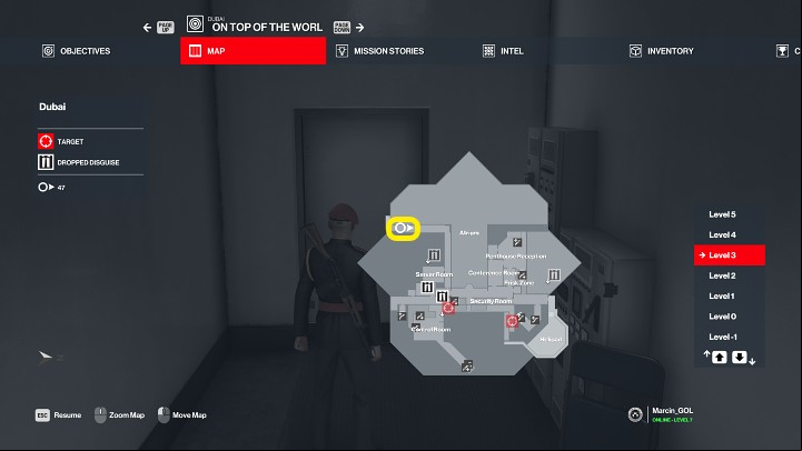 The first step is to get a Penthouse Security Guard outfit - Hitman 3: Carl Ingram - how to kill him? Dubai, walkthrough - On Top of the World - Dubai - Hitman 3 Guide