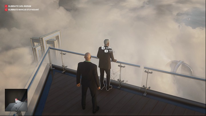 If you don't loosen the screws, Carl Ingram will you on the deck and lean against the railing - Hitman 3: Carl Ingram - how to kill him? Dubai, walkthrough - On Top of the World - Dubai - Hitman 3 Guide