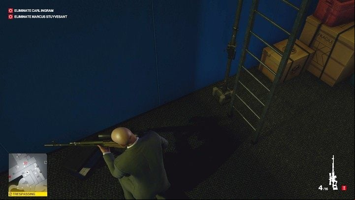 Walk straight and you will reach a ladder - Hitman 3: Carl Ingram - how to kill him? Dubai, walkthrough - On Top of the World - Dubai - Hitman 3 Guide