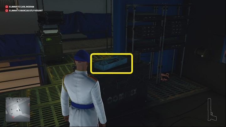 There will be several employees and a lot of electronic devices on the platform - Hitman 3: Marcus Stuyvesant - how to kill him? Dubai, walkthrough - On Top of the World - Dubai - Hitman 3 Guide
