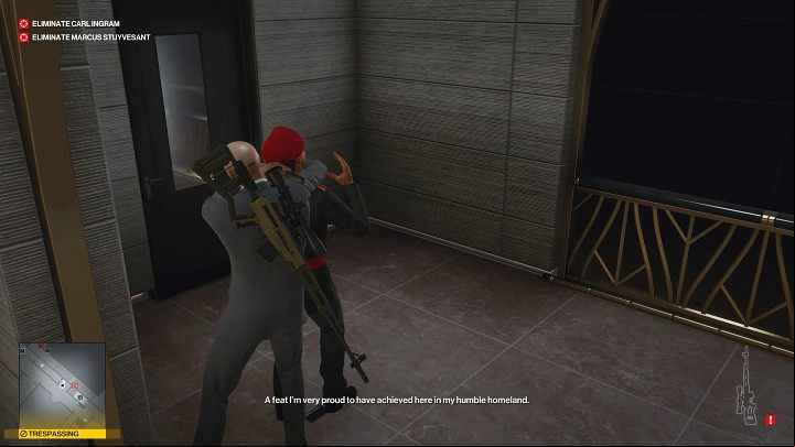 One guard stands at the entrance to the security room - Hitman 3: Marcus Stuyvesant - how to kill him? Dubai, walkthrough - On Top of the World - Dubai - Hitman 3 Guide