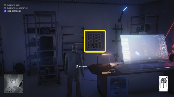 In the room where Imogen Royce gave you her presentation you will find a ventilation duct - Hitman 3: Data Core - how to hack it? - End Of An Era - Chongqing - Hitman 3 Guide