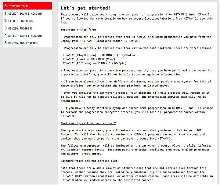 Step 3 - Review the information on the Introduction page and click Next at the bottom - Hitman 3: Transferring progress from Hitman 1 and Hitman 2 - Appendix - Hitman 3 Guide