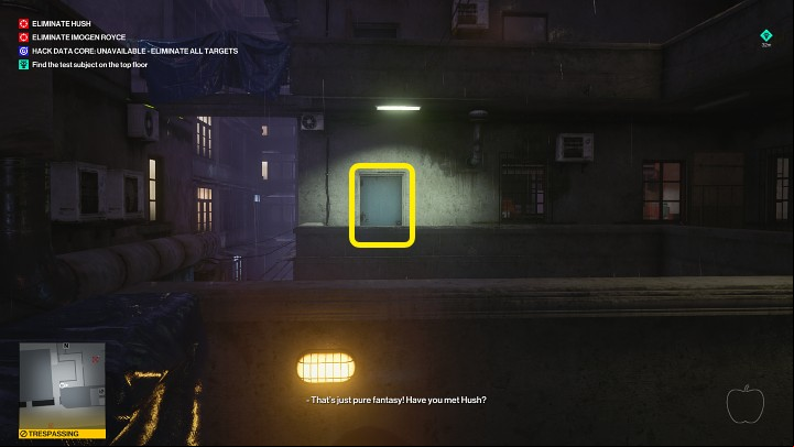 Go through the balcony to the blue door - Hitman 3: Hush - how to kill? - Chongqing, China, walkthrough - End Of An Era - Chongqing - Hitman 3 Guide