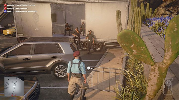 You can take a mercenary outfit from one of the mercenaries on the map - Hitman 3: Mendoza - best disguises - The Farewell - Mendoza - Hitman 3 Guide