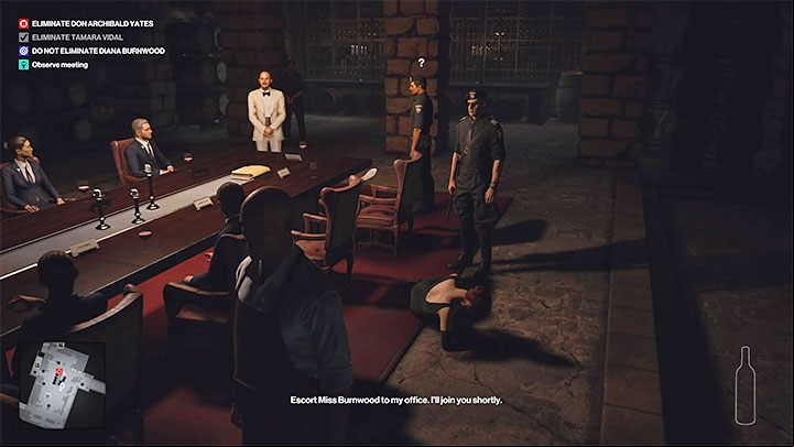 The mission will fail if Diana dies - Hitman 3: The meeting with Diana Burnwood - guide, walkthrough - The Farewell - Mendoza - Hitman 3 Guide