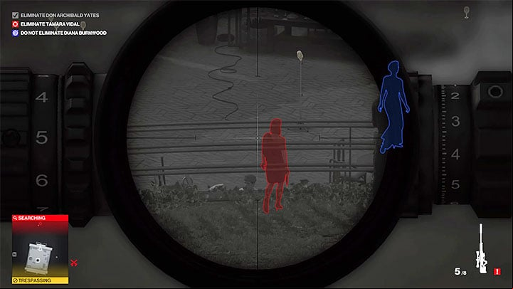 Set up behind the sniper rifle by the shutter that gives you a good view of the Asado area (point nr 41 on the map), which is located south of the villa - Hitman 3: How to kill Tamara Vidal? Mendoza, walkthrough, guide - The Farewell - Mendoza - Hitman 3 Guide