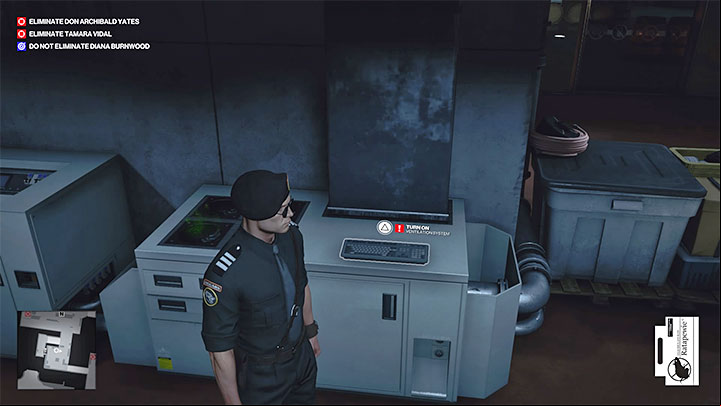 While the tour is underway, return to the Tech Room (point 27 on the map) and this time interact with the keyboard to the right of the ventilation system machine - Hitman 3: How to unlock the Ripe for the Picking trophy/achievement? - Trophy Guide - Hitman 3 Guide