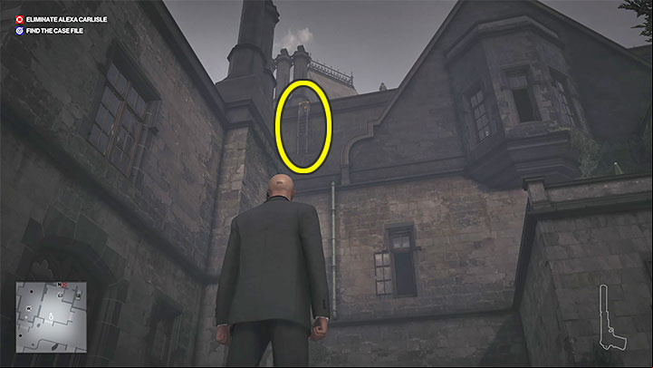 Shortcut 2 - Maintenance Ladder on the roof - Hitman 3: Death in the Family, Dartmoor - map, mission information - Death in the Family - Dartmoor - Hitman 3 Guide