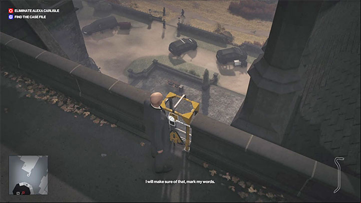 You can now approach the ladder and use a crowbar to lower it - Hitman 3: Death in the Family, Dartmoor - map, mission information - Death in the Family - Dartmoor - Hitman 3 Guide
