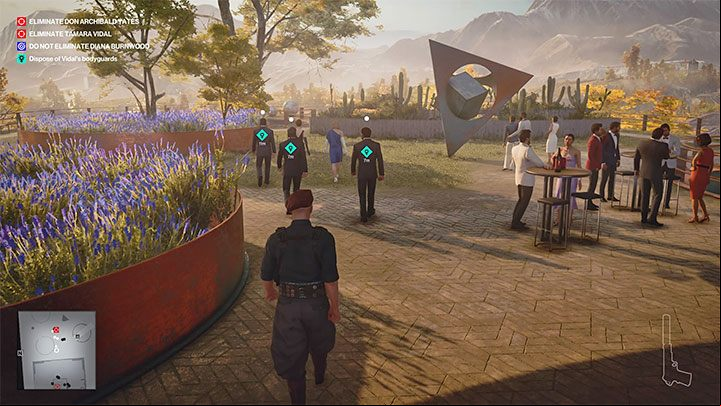 Diana and Tamara will head towards the vantage point located at the south end of the winery building (no - Hitman 3: Eyes on Target - Mendoza, walkthrough, mission stories - The Farewell - Mendoza - Hitman 3 Guide
