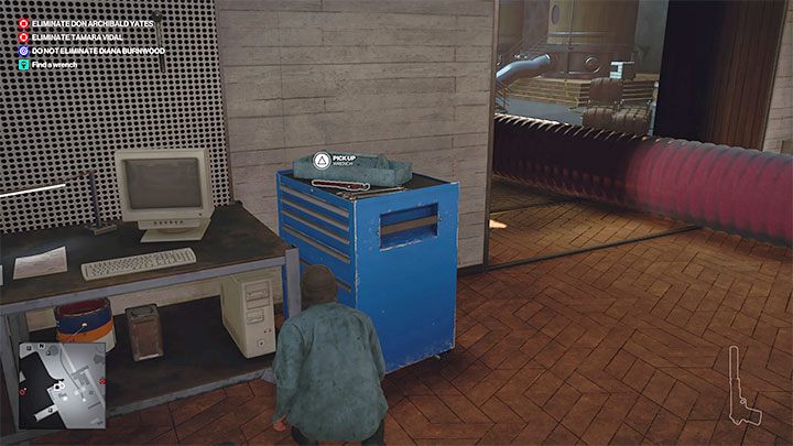 You can find the wrench, for example, by the east wall of the production room - Hitman 3: Over the Top - Mendoza, walkthrough, mission story - The Farewell - Mendoza - Hitman 3 Guide
