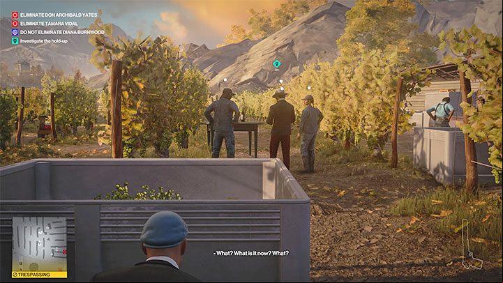 It will turn out that Gabriel Vargas is not present where the tour was supposed to start and, as a result, you will need to find him in the grape fields - Hitman 3: The Tour - Mendoza, walkthrough, mission story - The Farewell - Mendoza - Hitman 3 Guide