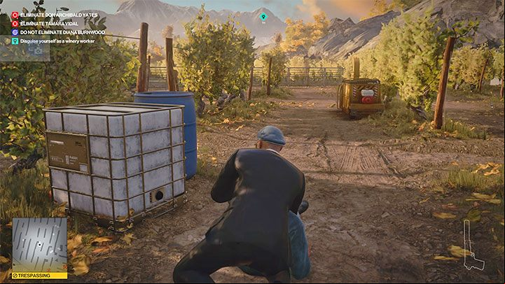 You can attack any winery worker, but the easiest way to attack is to select one of the people who have attended the meeting with Vargas (see image above) - Hitman 3: The Tour - Mendoza, walkthrough, mission story - The Farewell - Mendoza - Hitman 3 Guide