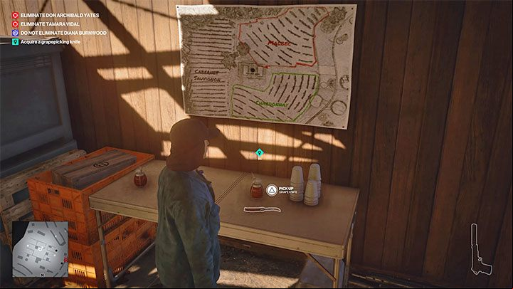 You can get the grape-picking knife at several different locations on the map - Hitman 3: The Tour - Mendoza, walkthrough, mission story - The Farewell - Mendoza - Hitman 3 Guide