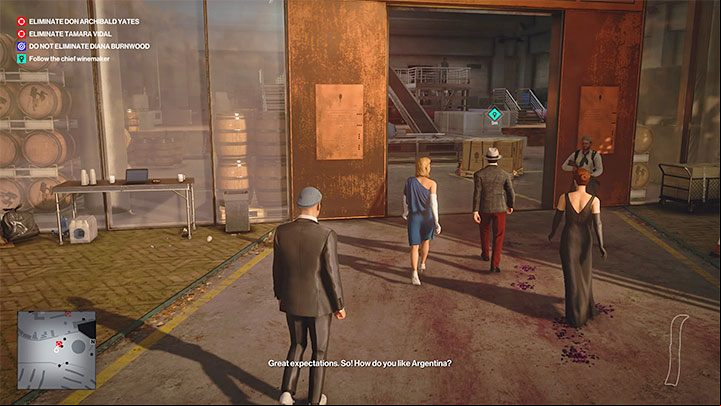 Return to the spot where you left Corvo Black's disguise - it should be where you put on the disguise of the winery worker - Hitman 3: The Tour - Mendoza, walkthrough, mission story - The Farewell - Mendoza - Hitman 3 Guide