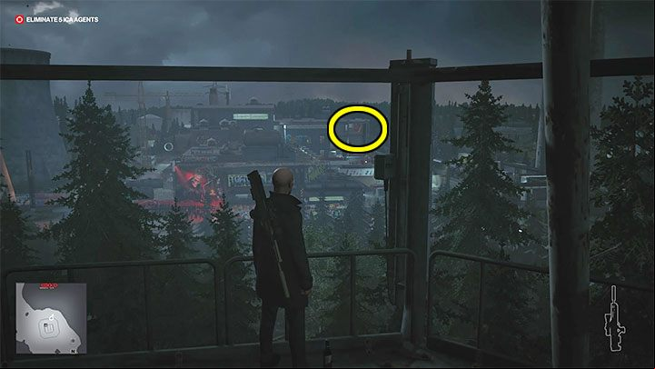 Aim your sniper rifle at the area marked in the image above - Hitman 3: The Assassination of Agent Tremaine (The Sniper) - Berlin, walkthrough - Apex Predator - Berlin - Hitman 3 Guide