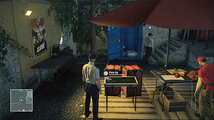 Wait for the opponents to turn away and you can take the pyrotechnics trigger - Murdering Dino Bosco | Sapienza: The Icon - Summer Episode - Sapienza: The Icon - Hitman Game Guide