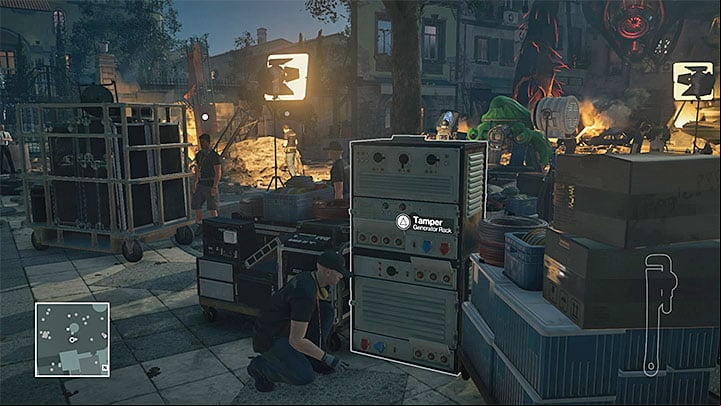 Sabotage the generators to interrupt the works on the movie set - Murdering Dino Bosco | Sapienza: The Icon - Summer Episode - Sapienza: The Icon - Hitman Game Guide