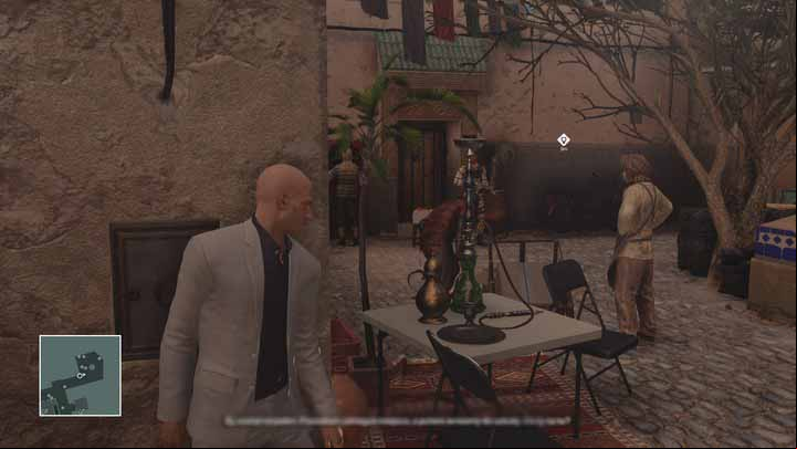 A frontal assault is impossible - an elite soldier is watching the printing crew . - Murdering Reza Zaydan | Marrakesh - Marrakesh: A Gilded Cage - Hitman Game Guide