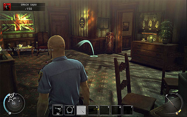 The next step is to make the judge to return to his private chambers - Courthouse - Getting to the holding cells in judge disguise | 15: Skurkys Law - 15: Skurkys Law - Hitman: Absolution Game Guide