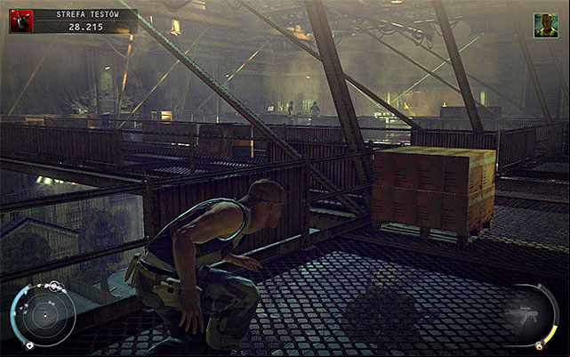 Depending on difficulty level you can encounter three or four guards on upper balconies - Test Facility - Exploring the test facility | 12: Death Factory - 12: Death Factory - Hitman: Absolution Game Guide
