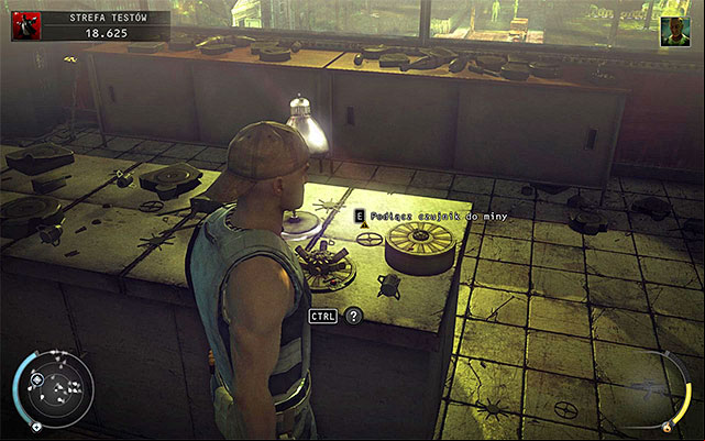Take it and move to the other room, connecting the detector to the proximity mine shown on the above screen - Test Facility - Murdering Dr. Green | 12: Death Factory - 12: Death Factory - Hitman: Absolution Game Guide