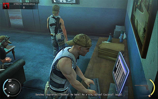A computer terminal youre looking for is shown on the above screen - during hacking you wont be luckily exposed by characters gathered here - Decontamination | 12: Death Factory - 12: Death Factory - Hitman: Absolution Game Guide
